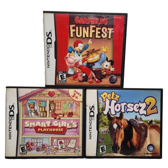 Nintendo DS Garfield Funfest, Smart Girls Playhouse, Petz Horsez 2 CIB Pre-owned - Picture 1 of 7